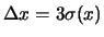 $ \Delta x = 3\sigma(x)$